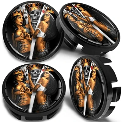 Image of SkinoEu 4 x 65mm Wheel Centre Alloy Hub Center Caps Compatible with VW 3B7 601 171 / 6U7 Black Hubcaps CV 61