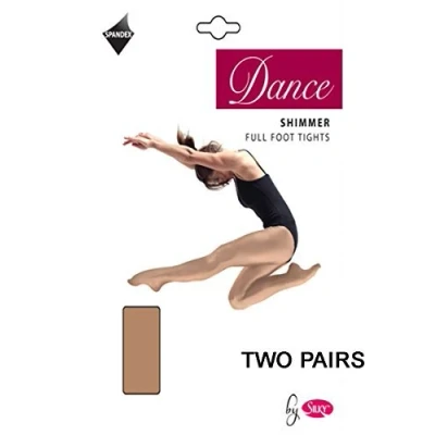 Image of 2 Pairs Silky Adult Womens Ladies Full Foot Shimmer Dance Ballet Tights Toast Medium