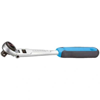 Image of GEDORE 3093GU 3 swivel head reversible ratchet, for 3/8&quot;, 10 mm drive, 180 head, 5 reverse angle, 2C grip, 3093 GU 3, Silver/Blue/Black