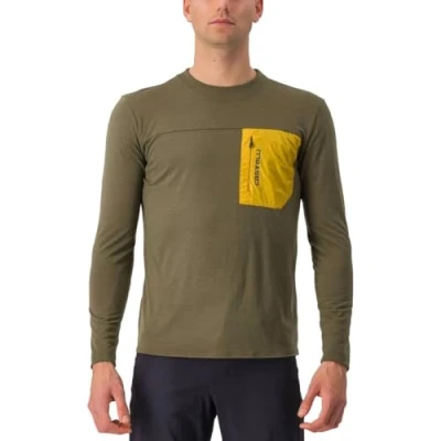 Image of CASTELLI 4522506 304 UNLTD MERINO LS Sweatshirt Men&#039;s TARMAC/GOLDENROD Size S