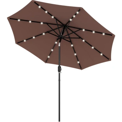 Image of Outsunny 2.7m Garden Parasol Outdoor Tilt Sun Umbrella Patio 24 LED Light Hand Crank840 125CF
