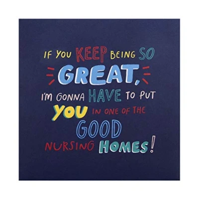 Image of Hallmark Fathers Day Card, Funny Word Art, Dad, Step Joke, Humour, Blue