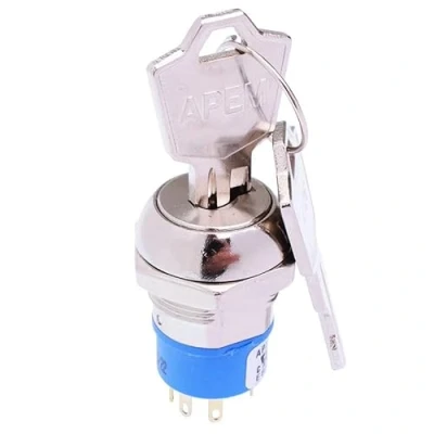 Image of On 2 Way 19mm Key Switch DPDT 4A LK68NB126N3