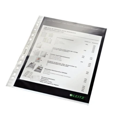 Image of Leitz 4770 Document Wallets Standard, A4, PP, Transparent, 0.08 mm, Indelible, Colourless, Pack of 100