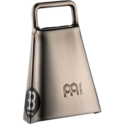 Image of Meinl Percussion Handheld Cowbell Instrument Very Small Idiophone Length 4.5 Inches With Handle Steel, Silver (STB45HA CB)