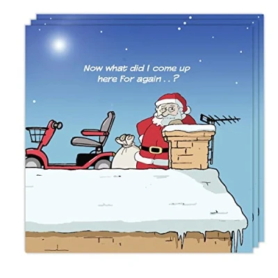 Image of Twizler Funny Christmas Cards Pack of 3 Senior Santa Design Multipack Merry