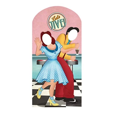 Image of Star Cutouts SC725 Party 1950s Grease Style Cardboard Cutout Stand In Perfect for Milestone Birthdays Height 192cm Width 94cm
