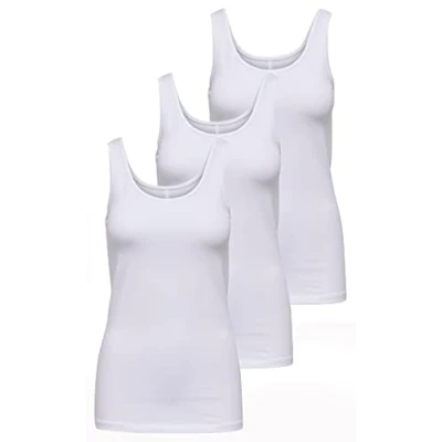 Image of ONLY Damen Onllive Love Tank TOP JRS 3 Pack, White/+ 2 White, L (EU)
