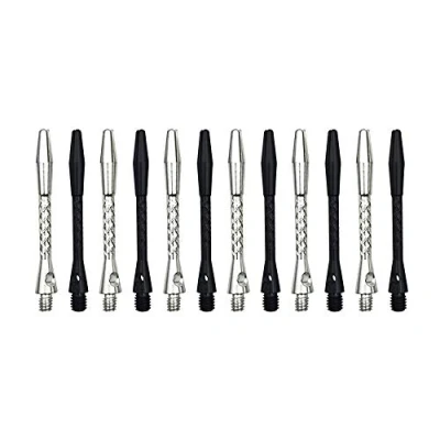 Image of BIPY 12/Pack Dart Shafts in Black and Silver 2BA Metal Accessories Stems Aluminum Pole Rod with Standard Thread