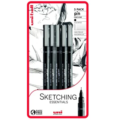 Image of uni ball PIN Fineliners, Black Fine Tipped Writing Pens, Water and Fade Resistant Ink, Ideal for Architects, Sketching, Scrapbooking, Outlining, Art, Technical Drawing, Archival Quality, Pack of 5