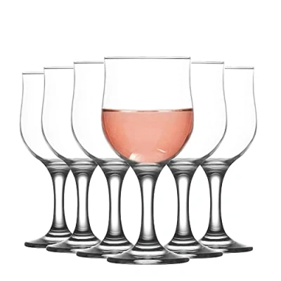 Image of LAV 12x Clear 320ml Nevakar Red Wine Glasses Large Glass White Rose Long Stem Cocktail Party Drinking Goblet Gift Set