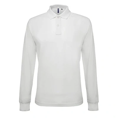 Image of Asquith &amp; Fox Mens Classic Fit Long Sleeved Polo Shirt (White) Size 2XL