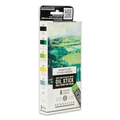 Image of Sennelier Extra Fine Oil Stick 12ml Landscape Set of 6