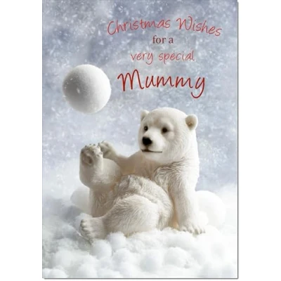 Image of doodlecards Mummy Christmas Card Polar Bear and Snowball Medium Size for with Plain Envelope