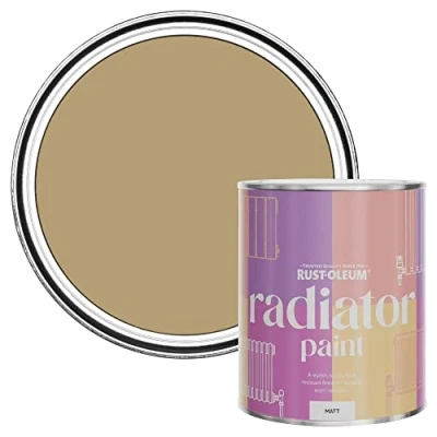 Image of Rust Oleum Yellow Heat Resistant Radiator Paint in Matt Finish Sandstorm 750ml, SHDRCT1188