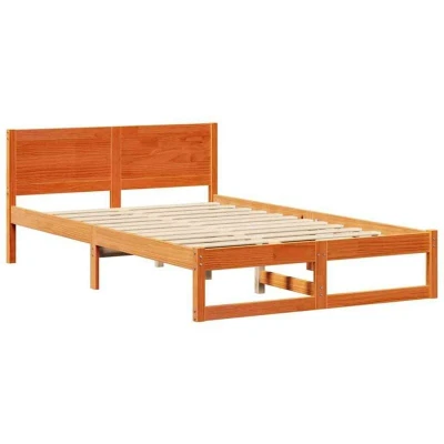 Image of vidaXL Bed Frame Wax brown Solid Pine wood 140 x 190 cm Durable