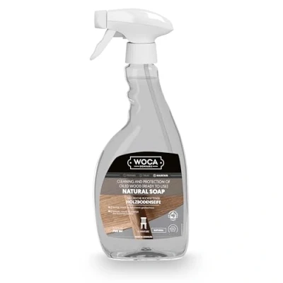 Image of WOCA Denmark Natural Soap Spray [750ml] Cleaner and Protection Of Oil &amp; Wax Finished Wood Countertops, Cutting Boards, Furniture, Cabinets, Trim Floors