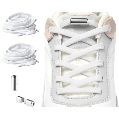Image of YSUY Elastic Shoe Laces, No Tie Shoelaces for Sneakers, Elasticated Laces Sports Shoes, Tie, Trainer One Size Fits All Adults and Kids Shoes (White)