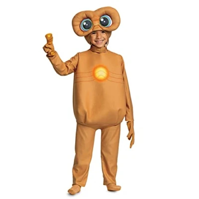 Image of DISGUISE 118719L Kids, Official E.t. Costume and Headpiece, Toddler Size Extra Terrestrial, Shown, Large (4 6)