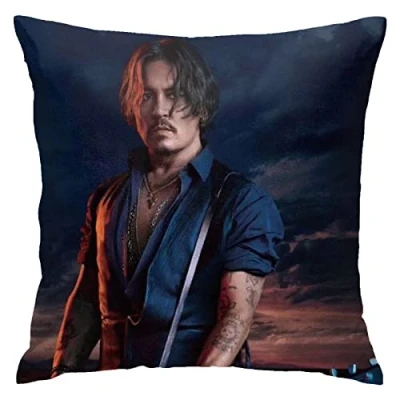 Image of Johnny Depp Pillow Covers Double Sided Plush Cases Dorm Decor for Bedroom Living Room X inch 45cm