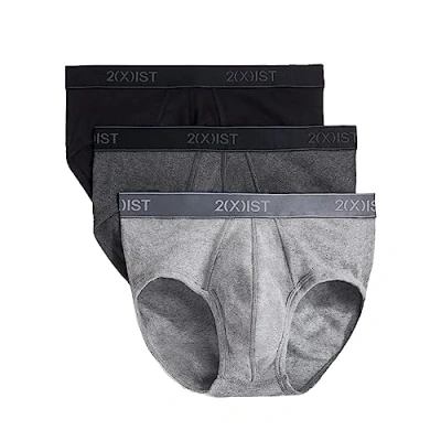Image of 2(X)IST Men&#039;s Essential Cotton Contour Pouch Brief 3 Pack, Black/Grey/Charcoal Heather, L