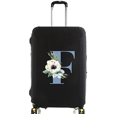 Image of initial letter Printed Design Travel Trolley Case Cover Protector Washable Suitcase Luggage Storage Covers for 18 28 inch (S (18 21 Luggage), blue F)
