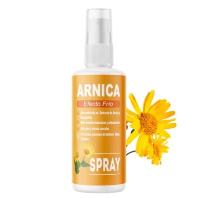 Image of QKnatur Arnica Spray with Devil&#039;s Claw (Harpagofito) Extract 100 ml. Cold Effect. Muscle Pain, Back, Shoulder, feet, Knees, contractures Essential Oils of Wintergreen, Mint and Rosemary