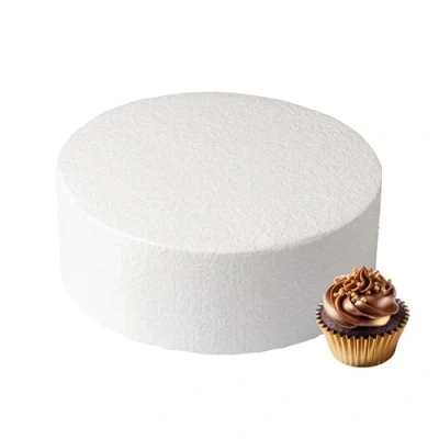 Image of Culpitt 8&quot; x 5&quot; Round Cake Dummy, Straight Edge Form, Practice Decorating or Use for Creating Long Lasting Displays, Smooth Polystyrene
