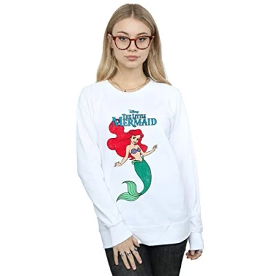 Image of Disney Women&#039;s The Little Mermaid Line Ariel Sweatshirt White Large