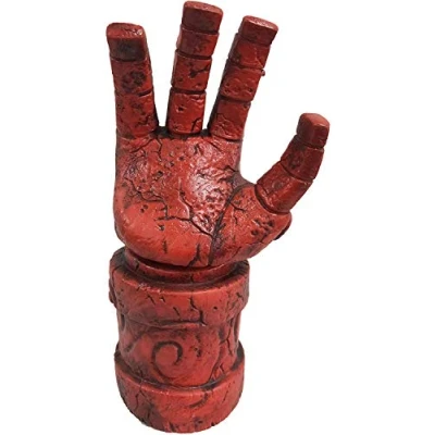 Image of LePyCos Hellboy Mask with Hair Right Hand Glove Halloween Costume Latex (Glove,red)