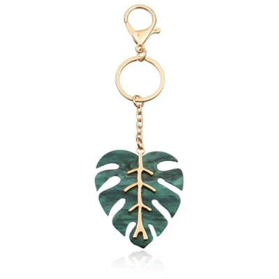 Image of PMELCXD Keyring Green Leaf pendant Keychain,Leaf shaped metal keychain, car key pendant, suitable for gift giving decoration keychain