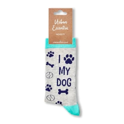 Image of Urban Eccentric Unisex I Love My Dog Socks Gift 1 Pair Cotton Rich Premium Novelty Gifts (LADIES 4 8)
