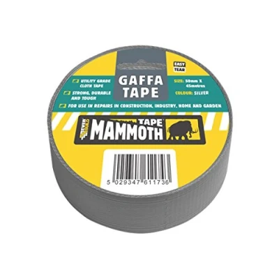 Image of Everbuild Mammoth Easy Tear Gaffa Tape, Silver, 50 mm x 45 m