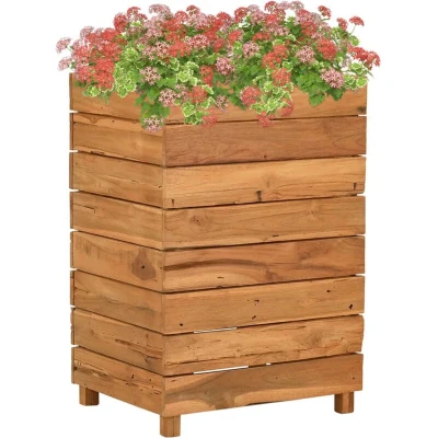 Image of vidaXL Raised Bed 50x40x72 cm Recycled Teak Wood and Steel