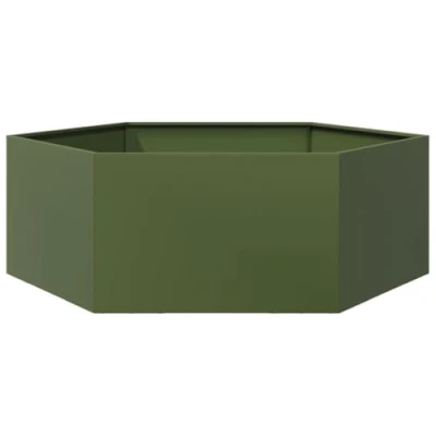 Image of vidaXL Garden Planter Outdoor Flower Pot Olive Green Hexagon Steel, Raised Bed for Gardens, Planters, Compost Container