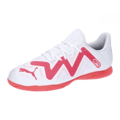 Image of Puma Future PLAY IT JR Unisex Indoor football boots for kids, Size: 11K, White/fire orchid Textile/synthetics