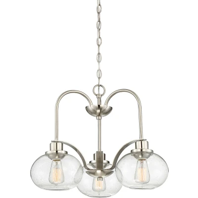 Image of Trilogy 3 Light Chandelier, Brushed Nickel, E27