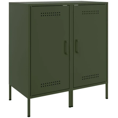 Image of vidaXL Sideboards 2 pcs Olive Green 36x39x79 cm Steel