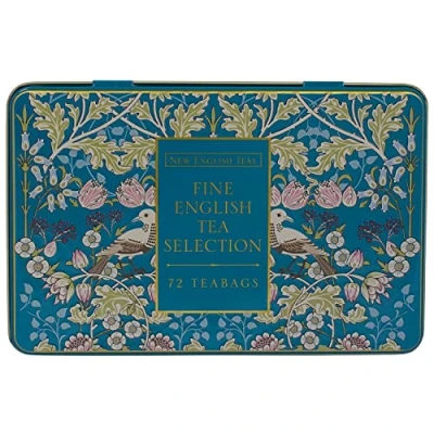 Image of New English Teas Song Thrush and Berries Tea Tin with 72 Teabag Selection (Teal)