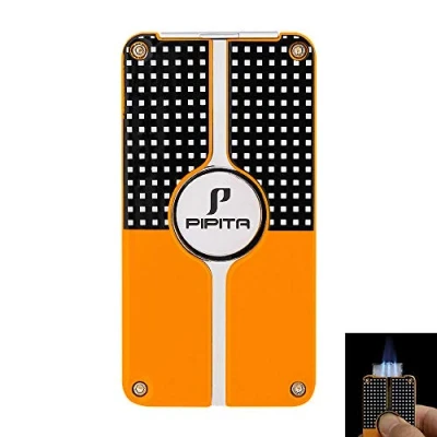 Image of PIPITA Torch Lighter, Windproof Triple Jet Blue Flame Metal Lighter with Punch,Refillable Butane Gas Lighters (Without Gas) (silver)