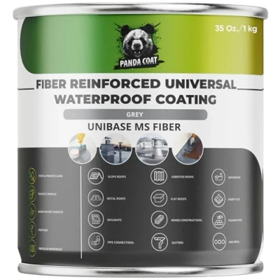 Image of Waterproof Grey Fiber Reinforced Sealant Universal Leak Sealer for Roofs, Gutters, Joints &amp; Cracks Fix Stop Strong Coating UniBase MS Made in EU (1 kg)