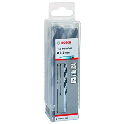 Image of Bosch Professional 10 Piece PointTeQ HSS Twist Drill Bit (for Metal, 8.1 x 75 117 mm, Driver Accessories)