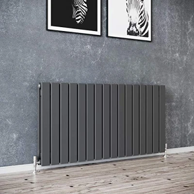 Image of ELEGANT 600x1216mm Radiators Flat Panel Horizontal Anthracite Double Radiator Modern Central Heating, Wall Mounted/Up Standing Urban Slimline Column for Bathroom/Kitchen/Living Room