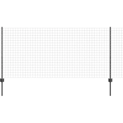 Image of vidaXL Euro Fence with 22 U Posts Grey 1x25 m Steel