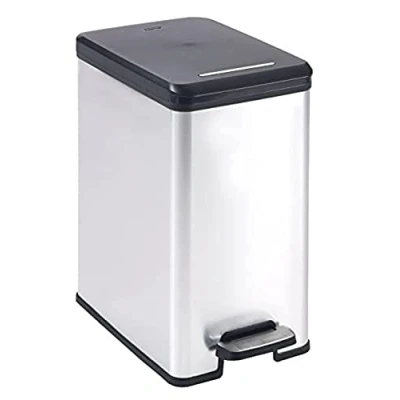 Image of CURVER DECO SLIM Plastic Bin Metallic Silver