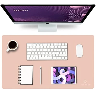 Image of K KNODEL Leather Desk Mat, Office Pad, Small Mouse Keyboard Computer and Laptop Mat for Desk, Protecor Desktop Writing, Blotter Cover (60x35cm, Pink)