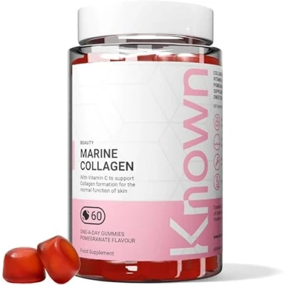 Image of Marine Collagen Gummies by Known Nutrition with Vitamin C 60 One a Day 500mg Hydrolysed Supporting Hair, Skin &amp; Nails Pomegranate Flavour (1)