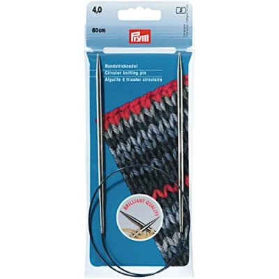 Image of Prym Circular Knitting Needle, Brass, Silver, 4 mm