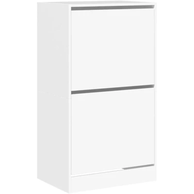 Image of vidaXL Shoe Cabinet with 2 Flip Drawers White 60x42x108 cm