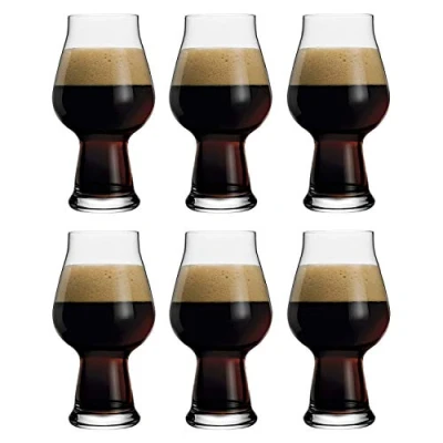Image of Luigi Bormioli Birrateque Set of 6 Stout Porter Glasses 600ml / 60cl 20 ¼ oz Craft Beer Style Design Lead Free Crystal Glass Break &amp; Dishwasher Safe